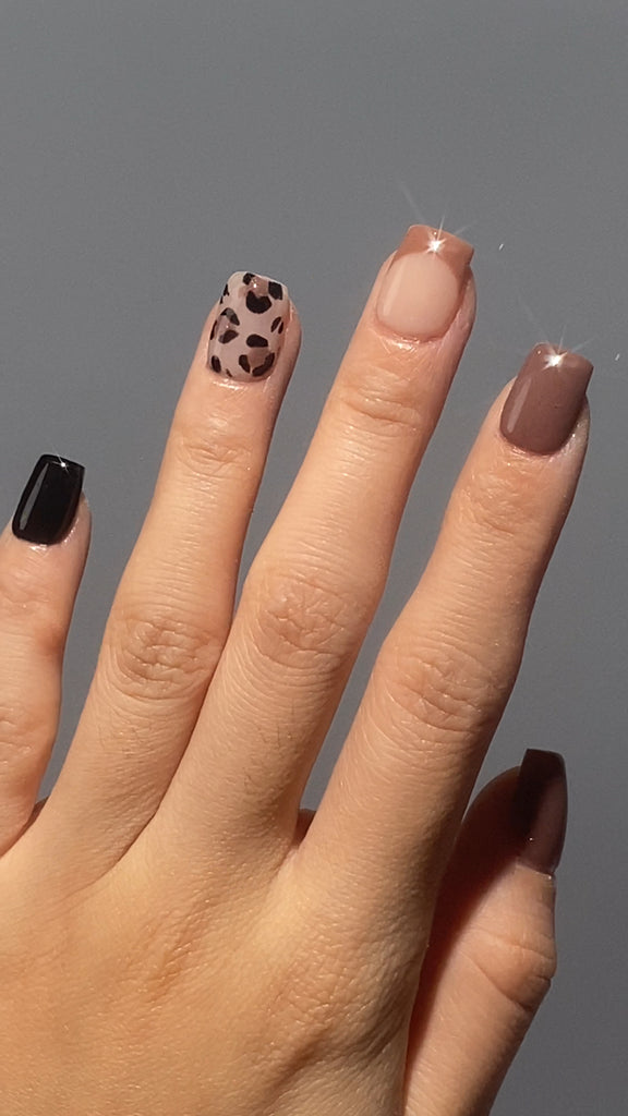 Toasted Almond Khaki Dip Powder | Onyx Obsession Black Dip Powder | Smoky Quartz Brown Dip Powder Manicure Palette