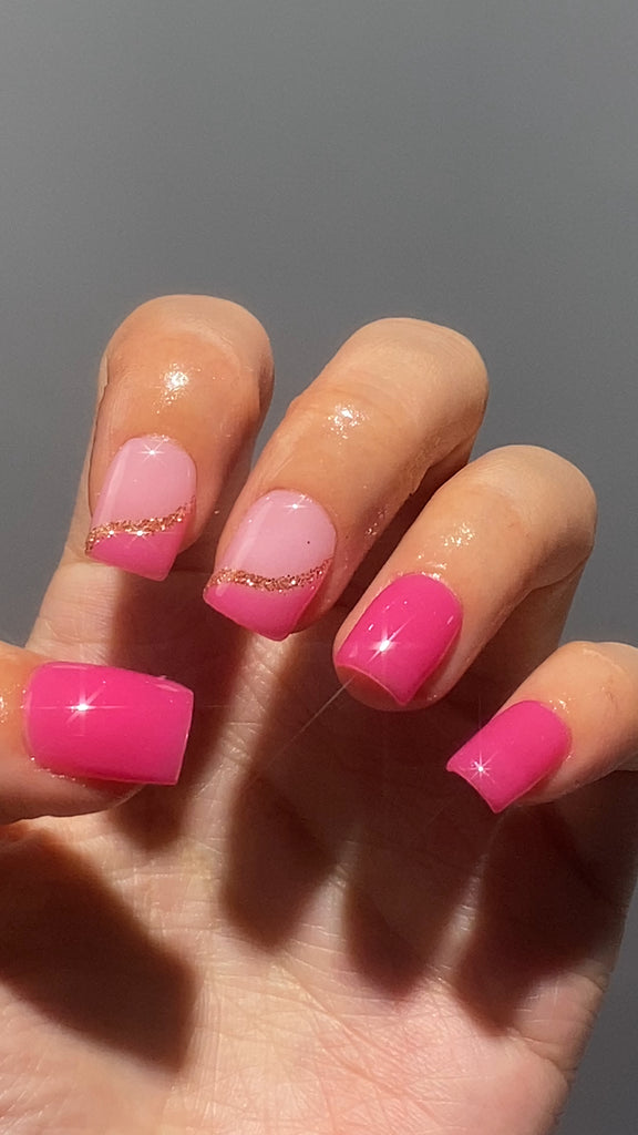 Cotton Candy Pink DIp Powder | Raspberry Ripple Vibrant Pink Dip Powder | Glowing Gold Super Shine Dip Powder