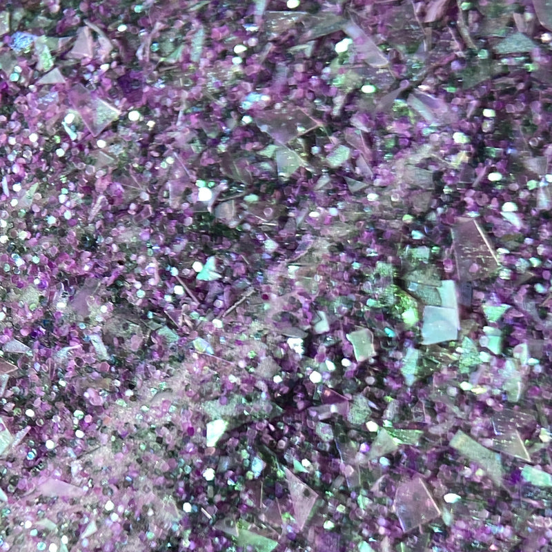 NAGAIA Necrophos Fire dip powder — purple chunky glitter nail color swatch
