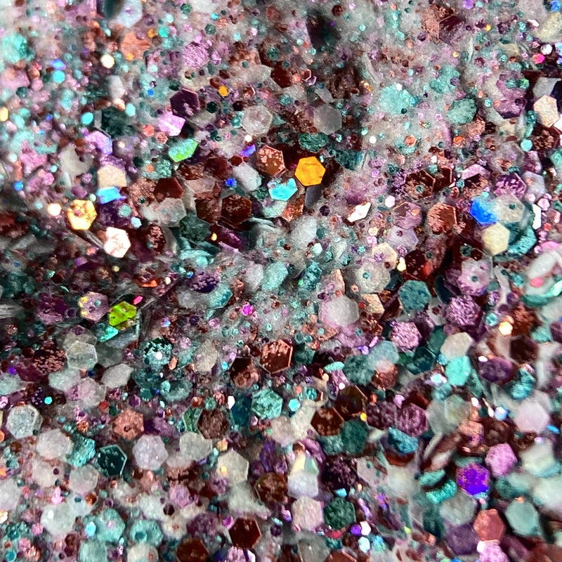 NAGAIA Party Prism dip powder — red mixed glitter nail color swatch